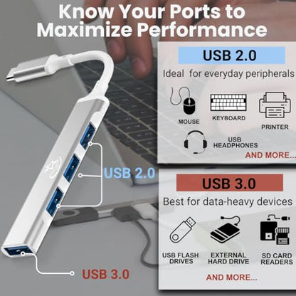 Red Star Tec U114C Mini USB C hub, 4 Extra USB A Ports, 2.0/3.0 - style: USB Type C