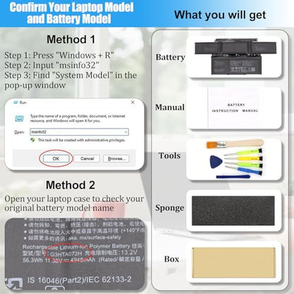 G3HTA072H Battery Replacement for Microsoft Surface Laptop Studio 1964 14.4" Series Laptop Battery G3HTA071H 56.3Wh