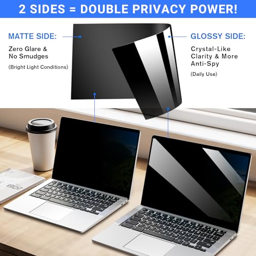 ZOEGAA 4-way 360°Laptop Privacy Screen For 15.6 Inch 16:9 Computer, Removable Privacy Screen For Laptop Monitor, Anti Glare And Blue Light, Compatible With HP Dell Lenovo Asus Samsung Acer Thinkpad - size: 15.6 in 16:9