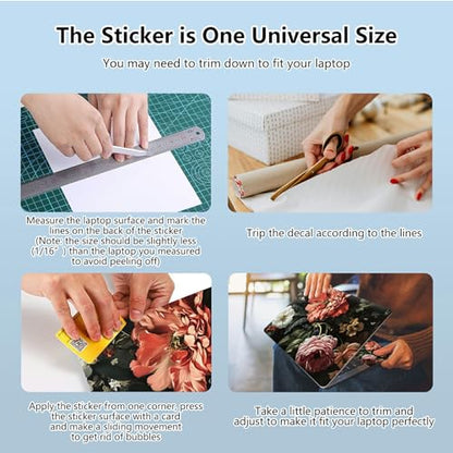 Universal Laptop Skin Sticker with 2 Wrist Pad Skins, Waterproof Scratch Resistant Vinyl Laptop Cover Decal, Cut to Fit for 11–15.6 Inch MacBook HP Dell Lenovo, Blooming Flower - color: Blooming Flower