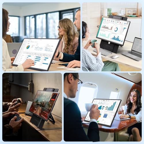 Ygretyrjh 16" Laptop Screen Extender, 1080P FHD Dual Portable Monitor for Laptop with Speaker, Plug & Play Travel Monitor for 13-17" Laptops, Second Screen Compatible with Wins/Mac/Chrome/Android - size: 16" Single Screen