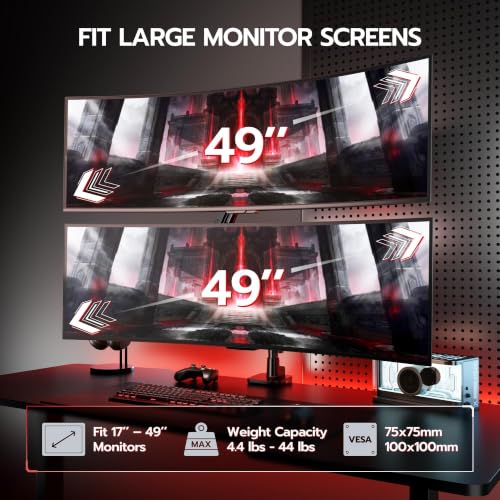 ARES WING Tall Dual Ultrawide Monitor Mount with USB A/C for 17 to 49 Inch | Pro Gas Spring, Aluminum Material, Flexible Screen Layouts, for 75/100 Vesa Mount, Hold 44 Lbs Each Arm, for Samsung Monitor - color: Black with USB, size: with 21'' Pole