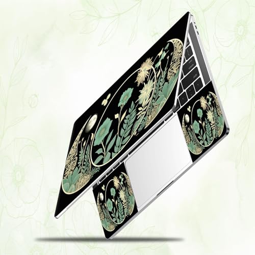 Laptop Skin Sticker Decal, Universal Reusable Vinyl Laptop Cover for 12" 13" 13.3" 14" 15" 15.4" 15.6" Notebook PC, Reusable Waterproof Scratch-Resistant with 2 Wrist Pads,Art Black Wildflower - color: Art Black Wildflower
