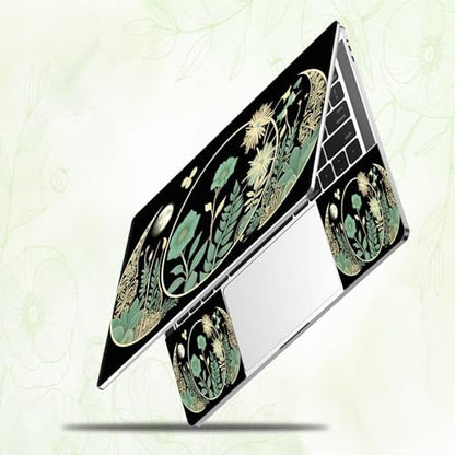 Laptop Skin Sticker Decal, Universal Reusable Vinyl Laptop Cover for 12" 13" 13.3" 14" 15" 15.4" 15.6" Notebook PC, Reusable Waterproof Scratch-Resistant with 2 Wrist Pads,Art Black Wildflower - color: Art Black Wildflower