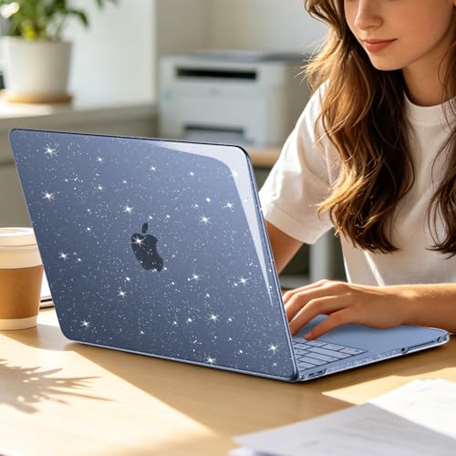 MOSISO Glitter Cover Compatible with MacBook Neo Case 13 inch 2026 Release Model A3404 with A18 Pro Chip, Crack-Resistant Protective Sparkly Hard Shell Case&Keyboard Cover&Screen Film, Indigo - color: Indigo