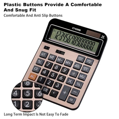 Large Computer Electronic Calculator Counter Solar & Battery Power 14 Digit Display Multi-Functional Big Button for Business Office School Calculating (HY-9200B) - color: HY-9200B