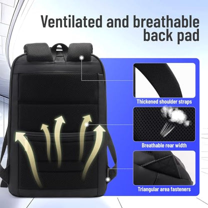 JODEBES 15.6 Inch Business Work Backpack with TSA Lock, Black | Water-resistant Laptop Backpack with USB Charging Port, Travel Carry On Bag for Men Women, Large Opening, Luggage Strap - color: 20193-black