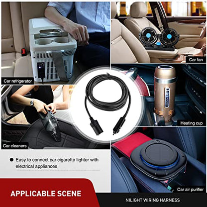 Nilight NI-WA-01C Cigarette Lighter Extension Cord Cable Heavy Duty 14ft 12V/24V Car Charger with Cigarette Lighter Socket - color: 14ft Cigarette Lighter Black