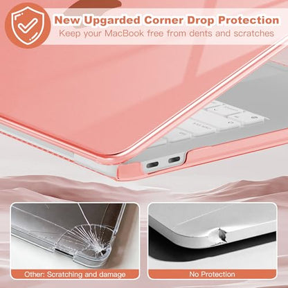 for MacBook Neo 13 inch Case 2026, Ultra-Thin Shockproof Hard Shell Laptop Cover with Keyboard Cover & Screen Protector, Crystal Pink - color: Crystal Pink