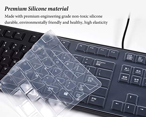 CASEDAO Ultra Thin Silicone Keyboard Cover for Dell Keyboard 104-key KB212-B KB4021 Wired Keyboard - Clear - color: Clear (for Dell KB212-B KB4021 Keyboard)