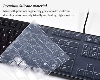 CASEDAO Ultra Thin Silicone Keyboard Cover for Dell Keyboard 104-key KB212-B KB4021 Wired Keyboard - Clear - color: Clear (for Dell KB212-B KB4021 Keyboard)