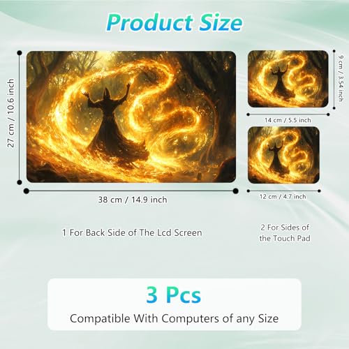 Laptop Skin Sticker Decal 12"-15.6" Universal Laptop/Notebook/Netbook Vinyl - Waterproof Scratch Resistant,Fits HP Dell Lenovo MacBook,2 Free Wrist Pads,Easy Apply & Remove,Fire Forest Golden - color: Fire Forest Golden