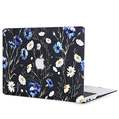 Case for MacBook Air 13-inch Laptop M5 M4 M3 M2 A3449 A3240 A3113 A2681 2026-2022 Release with Touch ID, 3D Effect Matte Black See Through Hard Cover&Keyboard Cover, Floral Pattern - color: Yellow Black