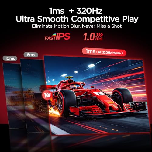 KOORUI 27" 4K Gaming Monitor - Dual Mode UHD 160Hz or FHD 320Hz, Fast IPS 1ms, FreeSync Premium & G-SYNC Compatible, HDMI 2.1/DP 1.4, HDR400, Height/Pivot/Tilt Adjustable, PC & Console Ready, G2741L - size: 27" Dual Mode (4K 160Hz / FHD 320Hz)