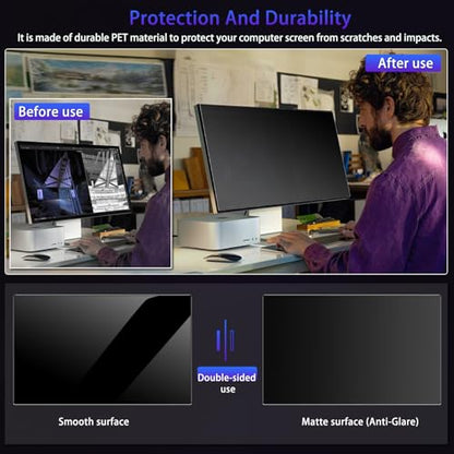 18.5" Privacy Screen Computer for 16:9 Aspect Ratio, 2-Sided Removable Anti-Peeping/Anti-Glare, Blue Light Block, UV Protect, Reduce Strain, Anti-Scratch, Fits 18.5-inch 16:9 Protector Film - size: 18.5inch 16:9