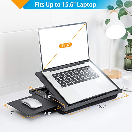 Lap Desk - Lap Desk for Laptop w/ Mouse Pad, Computer Lap Desk w/ Dual Cushions, Laptop Stand for Car 6 Adjustable Angles, Fits Up to 15.6" Laptops, Lap Writing & Drawing Board for Sofa & Bed
