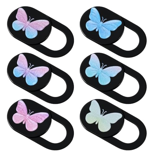6 Pcs Camera Cover Slide Laptop Camera Privacy Cover Slide 0.73''x0.35'' Butterfly Design Webcam Cover-Slide for Smartphone Laptop Desktop Computer Tablet to Protect Your Privacy Security