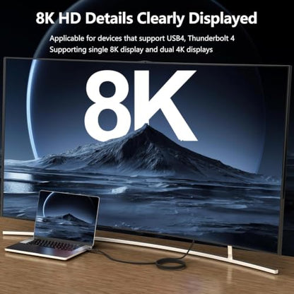 USB4 Cable, Thunderbolt 4 Cable, 240 W Charging Cable, 40 Gbps Data Cable, 8K @ 60Hz 4K120Hz HDR, PD3.1, USB C to USB C Cable, for Hub, Dock MacBook, M2, M3, Mac Studio SSD, Laptops, Monitor (1 m Male - size: USB4 40G 240W-3ft