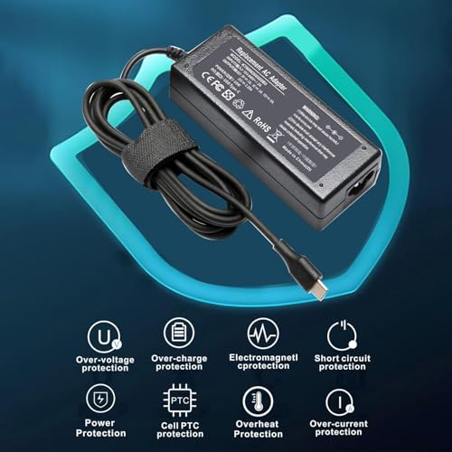 65 Watt USB C Charger for Dell Latitude 5420 5540 Chromebook 3110 3100 2-in-1 for HP Spectre X360,Elite x2 for Lenovo Thinkpad/Yoga/Chromebook, ADLX65YDC2A for XPS and Latitude 5000
