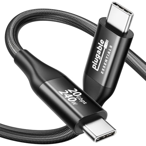 Plugable USB C Monitor Cable 3.3FT, 4K@144Hz Video Output, 8K USBC 3.2 Gen 2X2 Display Cable, 20Gbps Data Transfer, 240W PD Charging Braided Type C Fit for iPhone 17, MacBook, SSD, Portable Monitor - size: 3.3FT