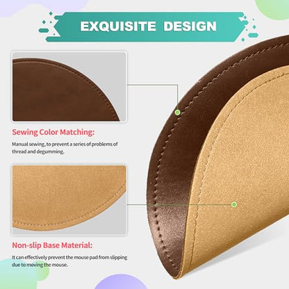 PU Leather Mouse Pad with Stitched Edge, Micro-Fiber Base, Non-Slip Waterproof for Computers, Laptop - Round 9 x 9 Inch (Dark Caramel Brown) - color: Dark Caramel Brown, size: 9L x 9W inches