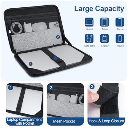 MOSISO Laptop Case 17.3 inch, 17-17.3 inch Laptop Sleeve, Black | Compatible with Dell, HP, Lenovo, Asus, Acer, Alienware, Artistic Geometric EVA Carrying Case Hard Shell with Handle - color: Black, size: 17.3 inch