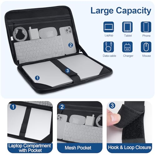 MOSISO Laptop Case 13.3 inch, 13-13.3 inch Laptop Sleeve, Black | Compatible with MacBook Neo/Air 13.6/Pro 13/Pro 14,HP Dell Lenovo,Artistic Geometric EVA Carrying Case Hard Shell with Handle - color: Black, size: 13.3 inch