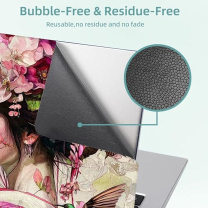 Universal Laptop Skin Decal, 3-Piece Vinyl Protector for 12 13 14 15.6" Notebook, Waterproof Anti-Scratch, Easy Trim & Bubble-Free Finish, Geisha with Flowers in Hair - color: Geisha with Flowers in Hair