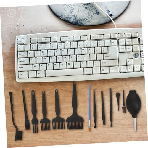 Anti-Static Cleaning Brush Set 13pcs with 12 Precision Electronics Brushes and Manual Air Blower, Multi-Purpose Laptop and Computer Dust Removal Tool for Industrial and Desktop Use