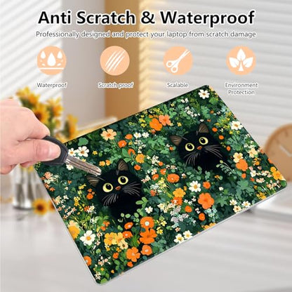 Laptop Skin Sticker Decal 15.6 Inch,12 13 13.3 14 15 15.6 in Laptop Netbook Skins for Notebook,Art Decal Removable Waterproof Scratch Resistant,Universal Vinyl Cover,Cat Couple Floral - color: Cat Couple Floral