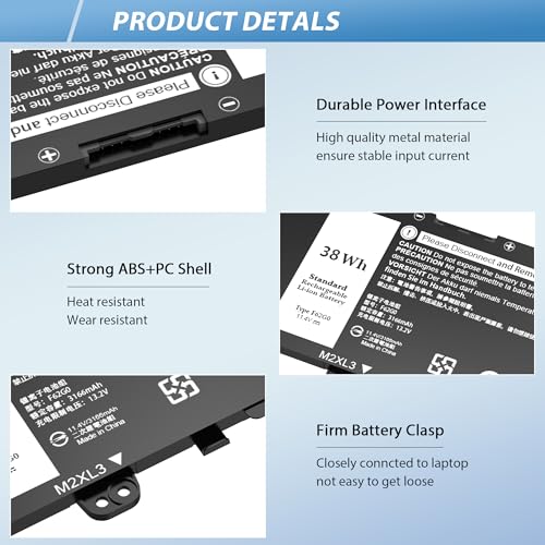 F62GO Battery Compatible with Dell Inspiron 13 5370 7000 7370 7373 7380 7386 2-in-1 P83G P87G P91G P83G001 P83G002 P87G001 Vostro 13 5370 Series 039DY5 0F62G0 RPJC3 0RPJC3 F62GO 11.4V 38Wh - style: F62GO
