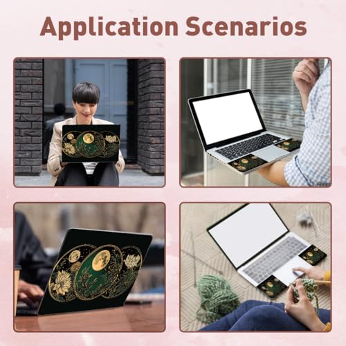 PLIGREAT Vintage Flowers Laptop Decal Sticker Skin Cover, Moon Laptop Sticker Skins Decal Fits 12" 13" 13.3" 14" 15" Laptops Universal Removable Vinyl Notebook Art Protector Netbook PC Cover Decal