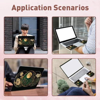PLIGREAT Vintage Flowers Laptop Decal Sticker Skin Cover, Moon Laptop Sticker Skins Decal Fits 12" 13" 13.3" 14" 15" Laptops Universal Removable Vinyl Notebook Art Protector Netbook PC Cover Decal