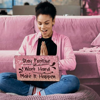 SUPERDANT Laptop Skin Sticker Stay Positive Laptop Decals 3PCS Personalized Universal Notebook Computer Wrap Vinyl Skin Stickers Cover Art Decal Removable 12-15.6 Inch Waterproof Gifts Pink - color: Pink