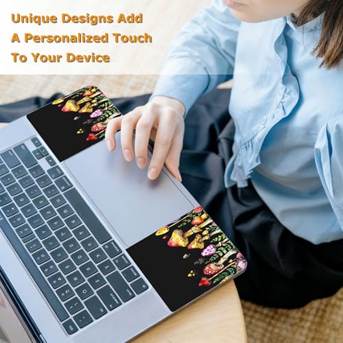 Universal Laptop Skin Sticker with 2 Wrist Pad Decals, 3-Piece Removable Vinyl Laptop Cover, Color Mushrooms Waterproof Anti-Scratch, Easy-Trim Fit for 13.3" 14" 15.6" Laptops - color: Color Mushrooms