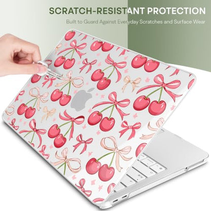 May Chen Compatible with MacBook Neo 13 inch Case 2026 Model A3404, Plastic Hard Shell,Keyboard Cover,Screen Protector,Dust Plug, for MacBook Neo 13" with A18 Pro Chip,Cherries & Bows - color: Cherries & bows
