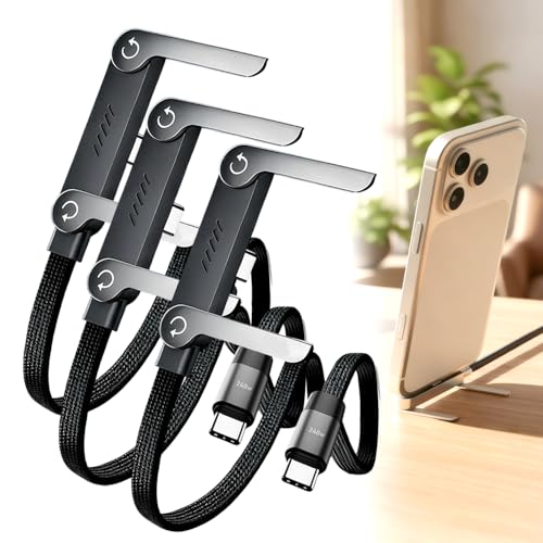 240W Braided Fast Charge Cable with Built-in Phone Stand, 2026 New Foldable Durable USB-C Cord 90 Degree USB C Cable Right Angle Multi-Functional Charger Cord, Type-C to Type-C (3 PCS) - color: 3 PCS