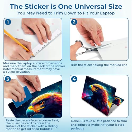 Reusable Universal Laptop Skin Sticker, Cut to Fit for 11.6–15.6 Inch Laptops, Waterproof Protective Film, No-Residue - Fiery Eagle - color: Fiery Eagle
