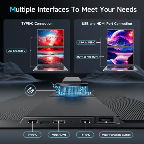 Laptop Screen Extender Portable Monitor, Dual 16.1" 1080P FHD Frameless Screen, Detachable Monitor Extender for Laptop, Fit for 13-17" Laptops, Compatiable with Windows/Mac/Chrome/Android (N2-16.1")