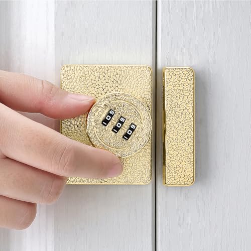 Gold Cabinet Lock,Anti Pry Mechanical Password Lock | 3 Digit Password Keyless,Protect Privacy,for Drawer,Cabinets,Locker, Closet,Windows,Sliding Door,Bedroom - color: Gold_180 Degree