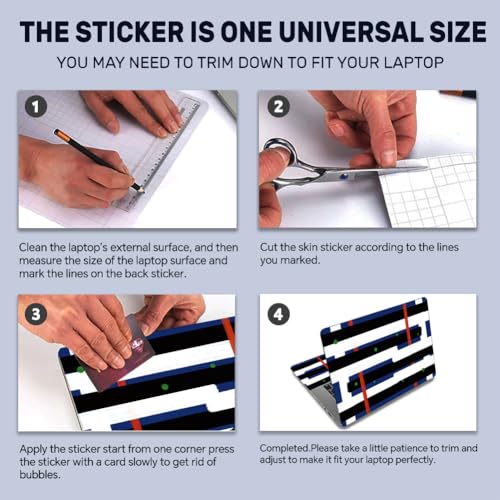 3Pcs Laptop Skin Sticker Decal Abstract PVC Laptop Sticker Fits for 12-16 Inch Notebook Waterproof Scratch Proof Linear Geometric Art Universal Notebook PC Personalized Protector Gift - style: abstract lines