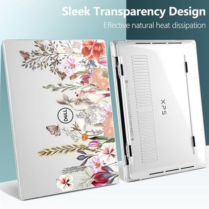 Batianda Cute Whimsical Wildflower Case for Dell XPS 13 Laptop 2024 2025 | Fits Model 9340/9345/9350 13.4" Display, Lightweight Slim Hard Shell Protection for Women and Garden Lovers - color: Flower field