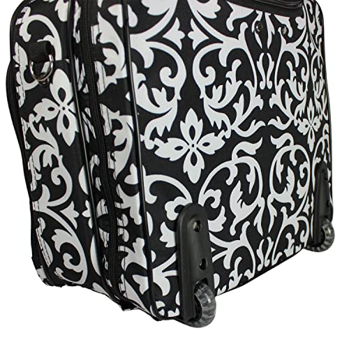 World Traveler Rolling 17-Inch Laptop Briefcase Computer Case - Black Trim Damask - color: Black Trim Damask