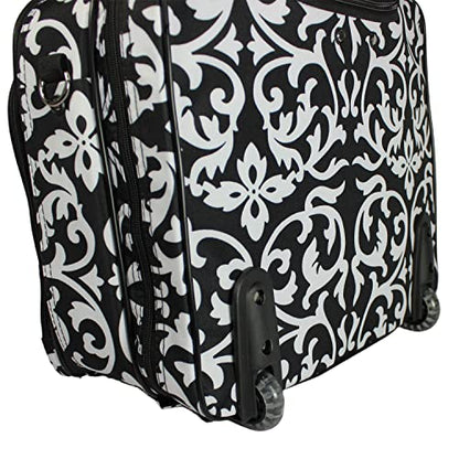 World Traveler Rolling 17-Inch Laptop Briefcase Computer Case - Black Trim Damask - color: Black Trim Damask