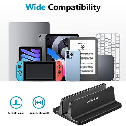 JARLINK Vertical Laptop Stand, Aluminum Laptop Holder Desktop Stand with Adjustable Dock Size (up to 17.3 inches) Compatible with All MacBook/Surface/Dell/Gaming Laptops (Black) - color: Black, size: 1-slot