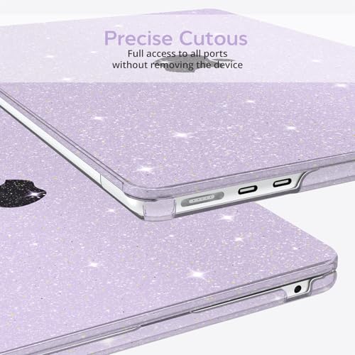 B BELK for MacBook Air 13 inch Case 2026 2025 2024 2023 2022 M5 M4 M3 M2 | A3449 A3240 A3113 A2681, Glitter Hard Shell for MacBook Air 13.6 inch Case & Keyboard Cover &Screen Protector, Sparkly Purple - color: Glitter Purple
