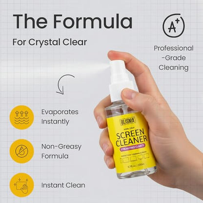 Non-Drip Screen Cleaner | 1 x 6.7 Fl Oz + 1 x Microfiber Cloth + 1 x Cleaning Glove | See Crystal Clear | Glasses, Sunglasses & Optical Lenses | Pack of 1