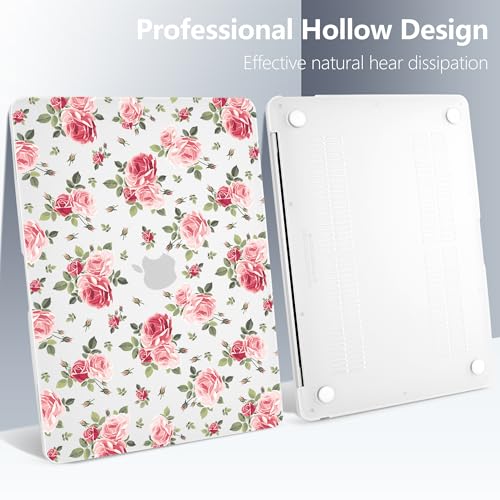 Batianda LumiArt Case for MacBook Air 13 inch 2018-2020, Pink Roses | Fits Model A2337 M1/A2179/A1932, with Elegant Botanical Design, Slim Hard Shell For Designers, Women and Girls Floral Lovers - color: Roses