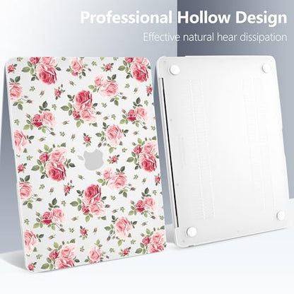 Batianda LumiArt Case for MacBook Air 13 inch 2018-2020, Pink Roses | Fits Model A2337 M1/A2179/A1932, with Elegant Botanical Design, Slim Hard Shell For Designers, Women and Girls Floral Lovers - color: Roses