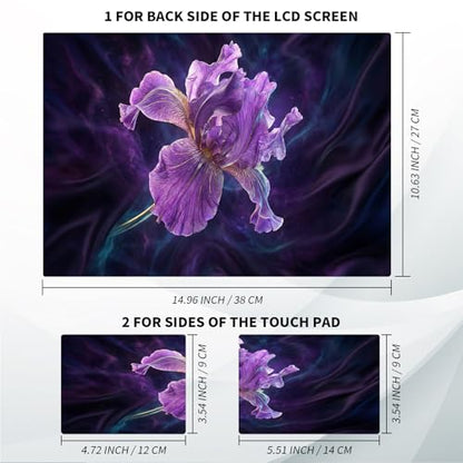 Universal Laptop Skin, DIY Cut-to-Fit Vinyl Cover Compatible with HP, Dell, Lenovo, Mac (13.3" to 15.6"), Anti-Scratch, No Residue & Bubble-Free Protective Decal Sticker, Galaxy Iris Flower - color: Galaxy Iris Flower